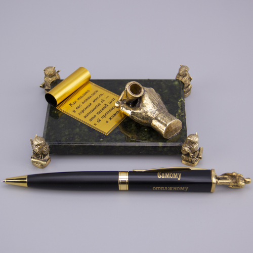 Ручка "МЧС" с держателем "Перо" в футляре, черная фото 4